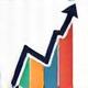 Ícono de acciones bursátiles y una flecha ascendente, simbolizando planificación de inversiones.